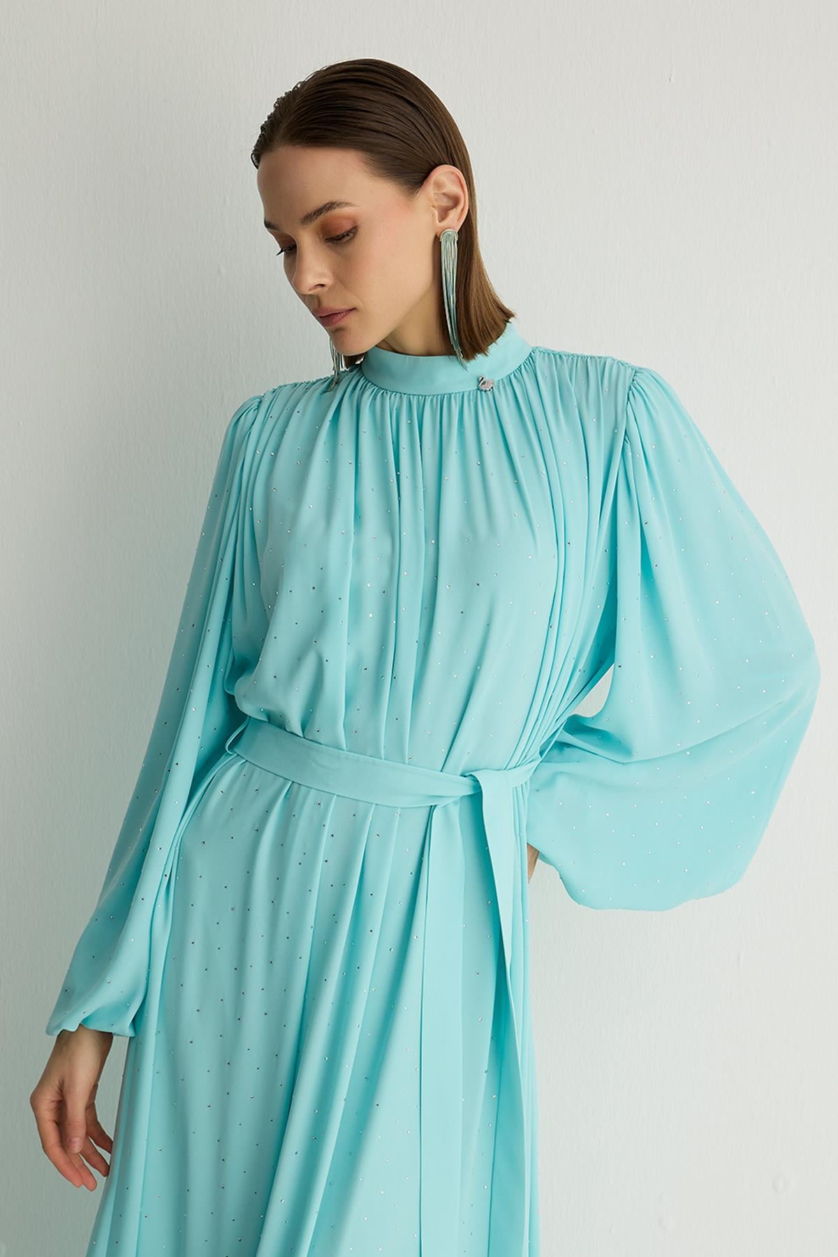 30017 Veluna Elbise Aqua