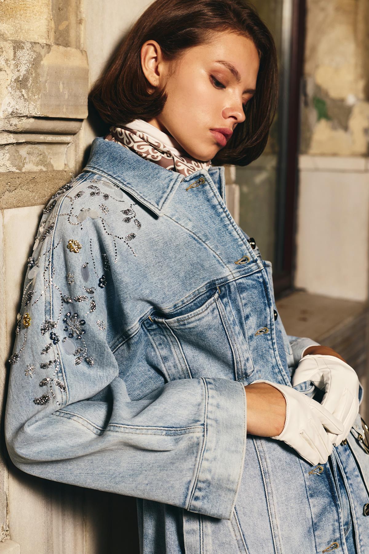 40018 Santa Denim Ceket Açık Mavi
