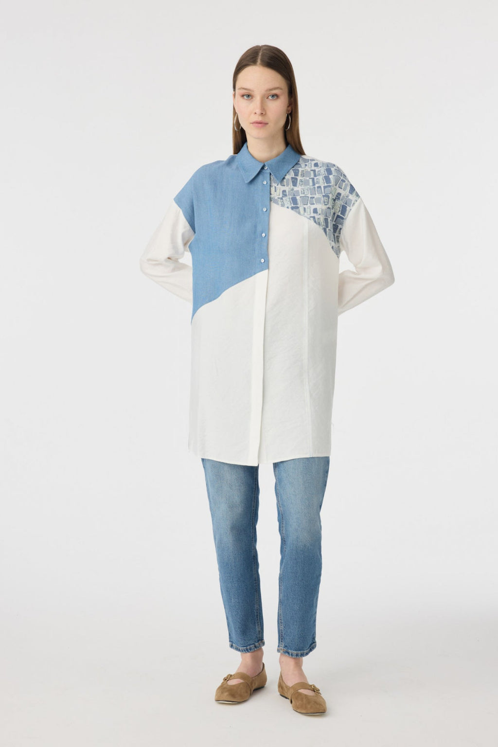 T-1634 SOLENA 38-42 (38 ÇİFT) Ekru Tunik 1634