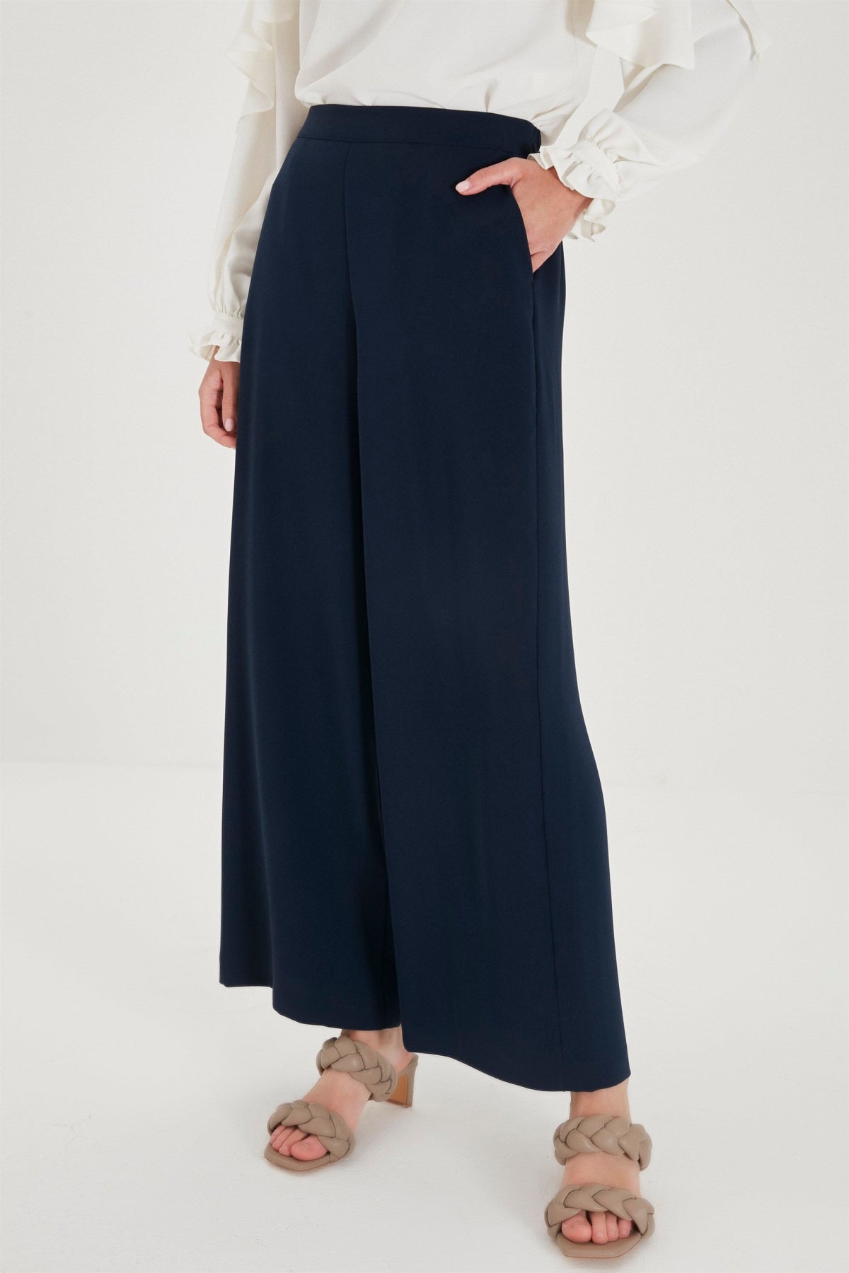 Zühre Bol Paça Kumaş Lacivert Pantolon P-0013