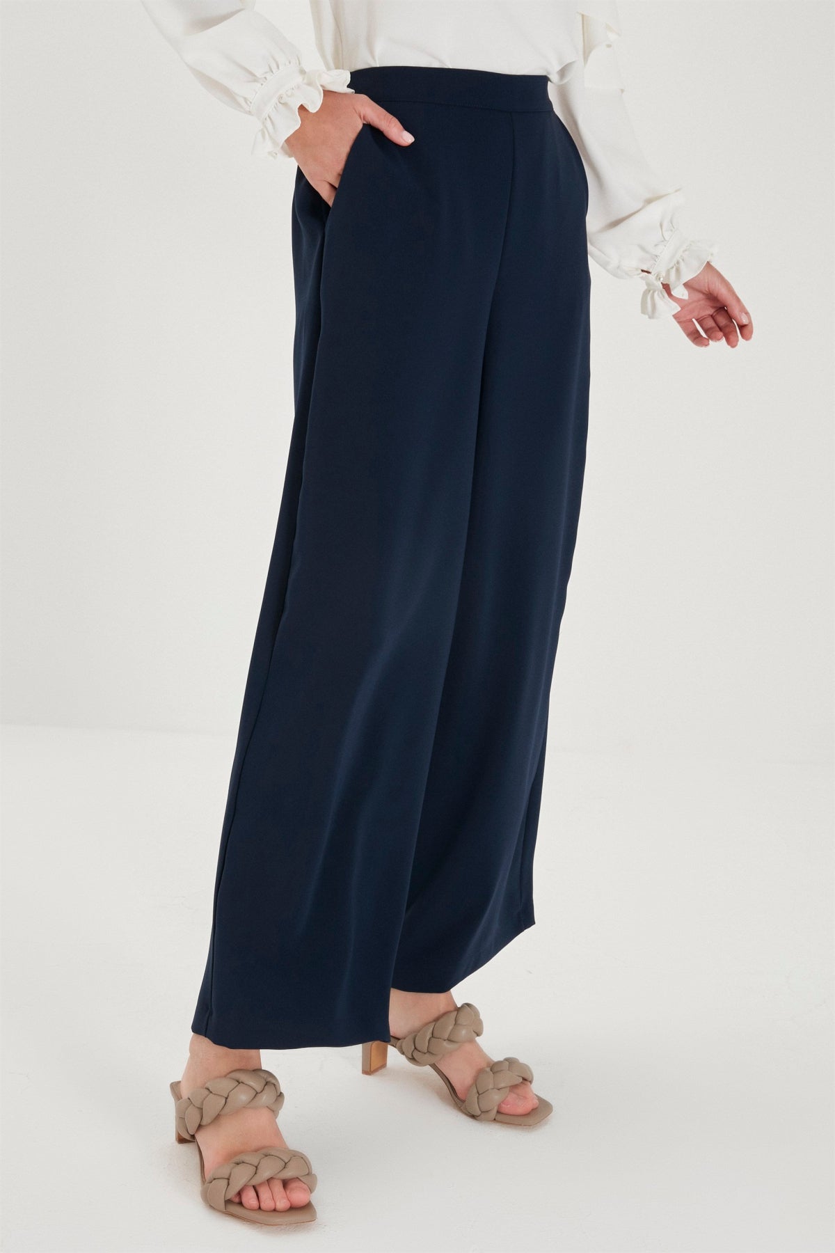 Zühre Bol Paça Kumaş Lacivert Pantolon P-0013