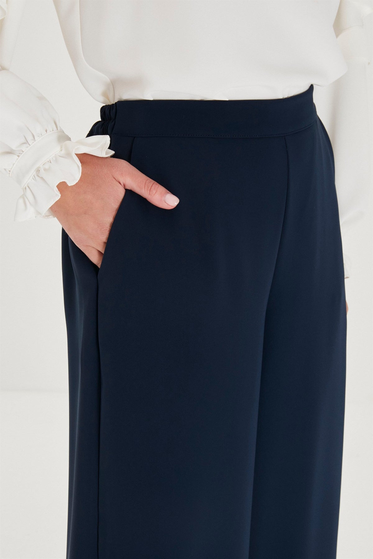 Zühre Bol Paça Kumaş Lacivert Pantolon P-0013