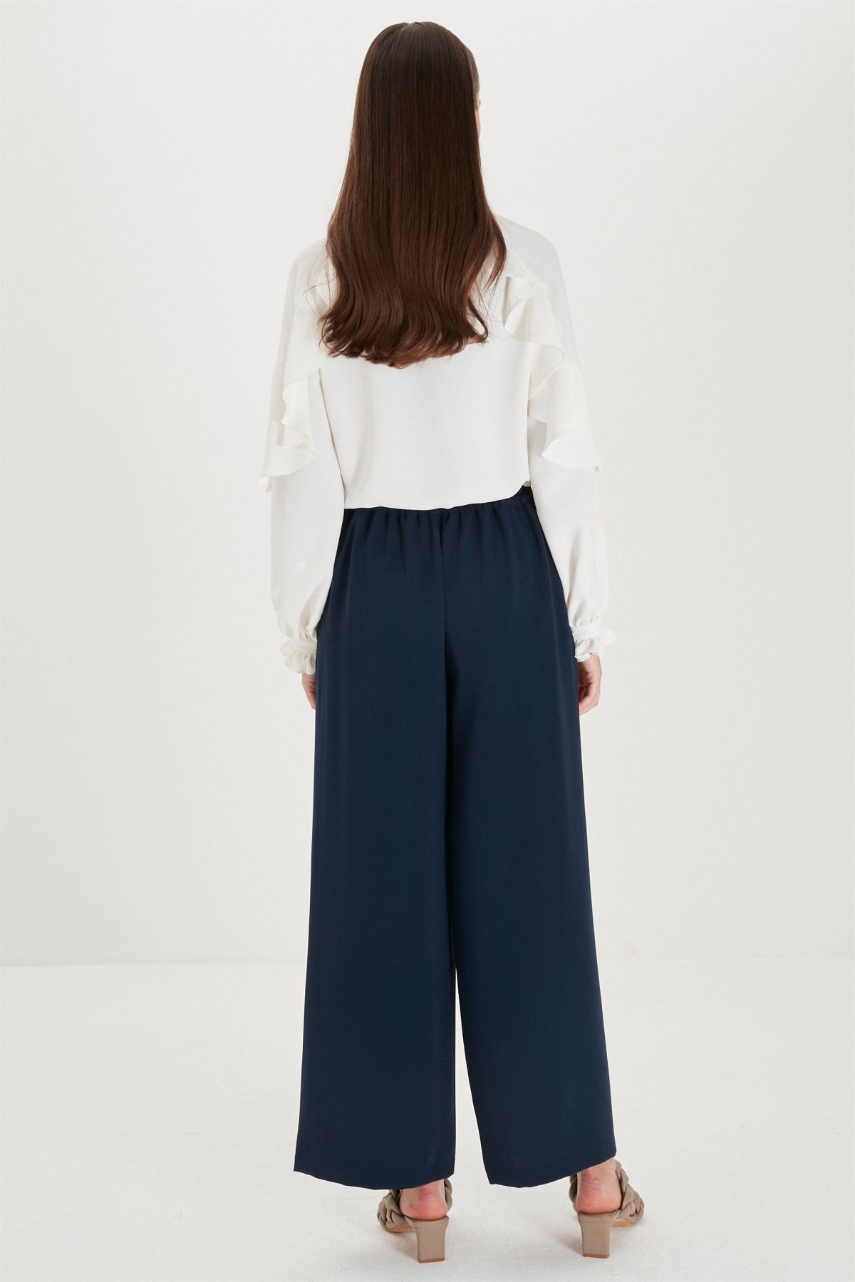 Zühre Bol Paça Kumaş Lacivert Pantolon P-0013