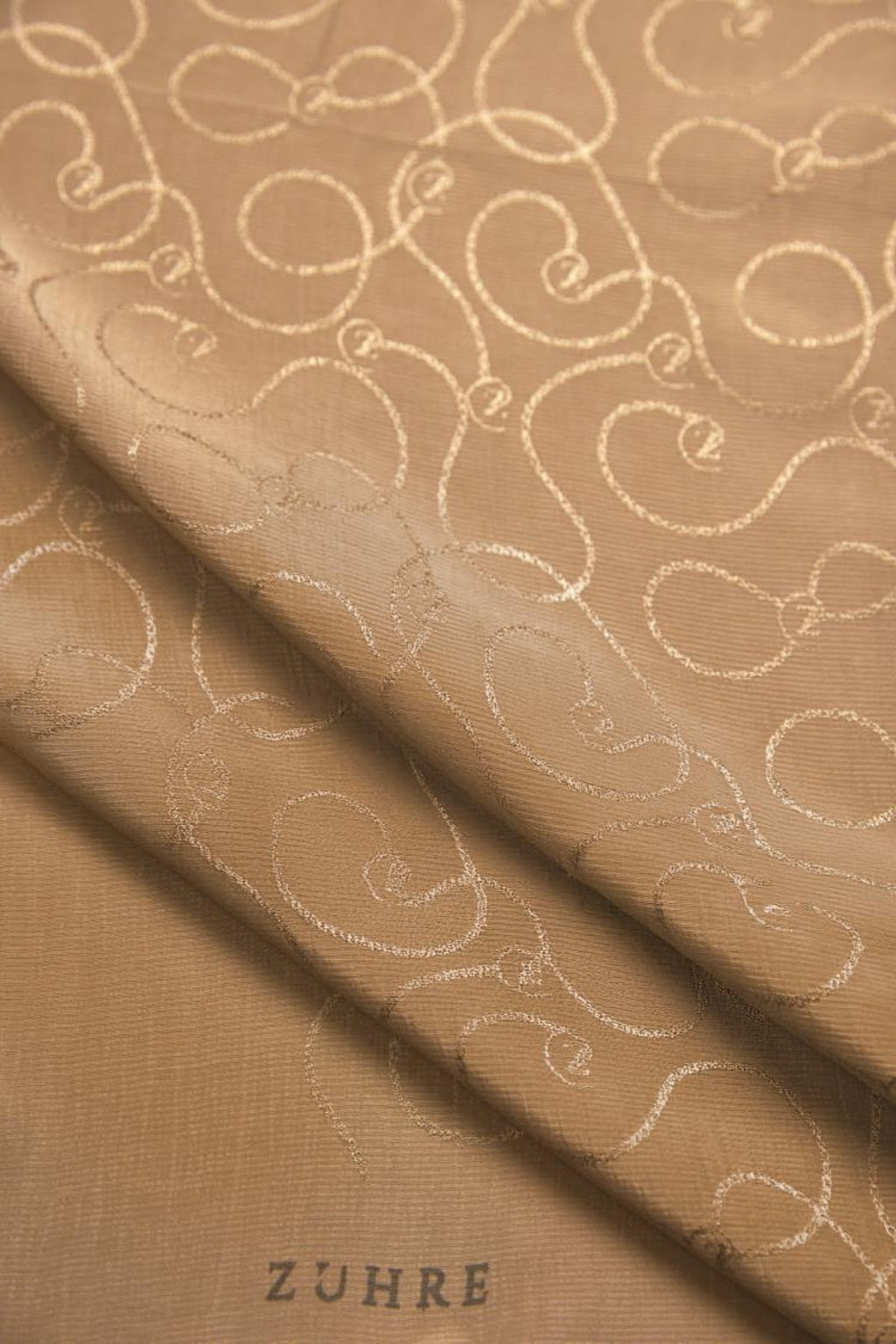 Zühre Flamlı  Zincir Z Monogram Camel Eşarp 0084