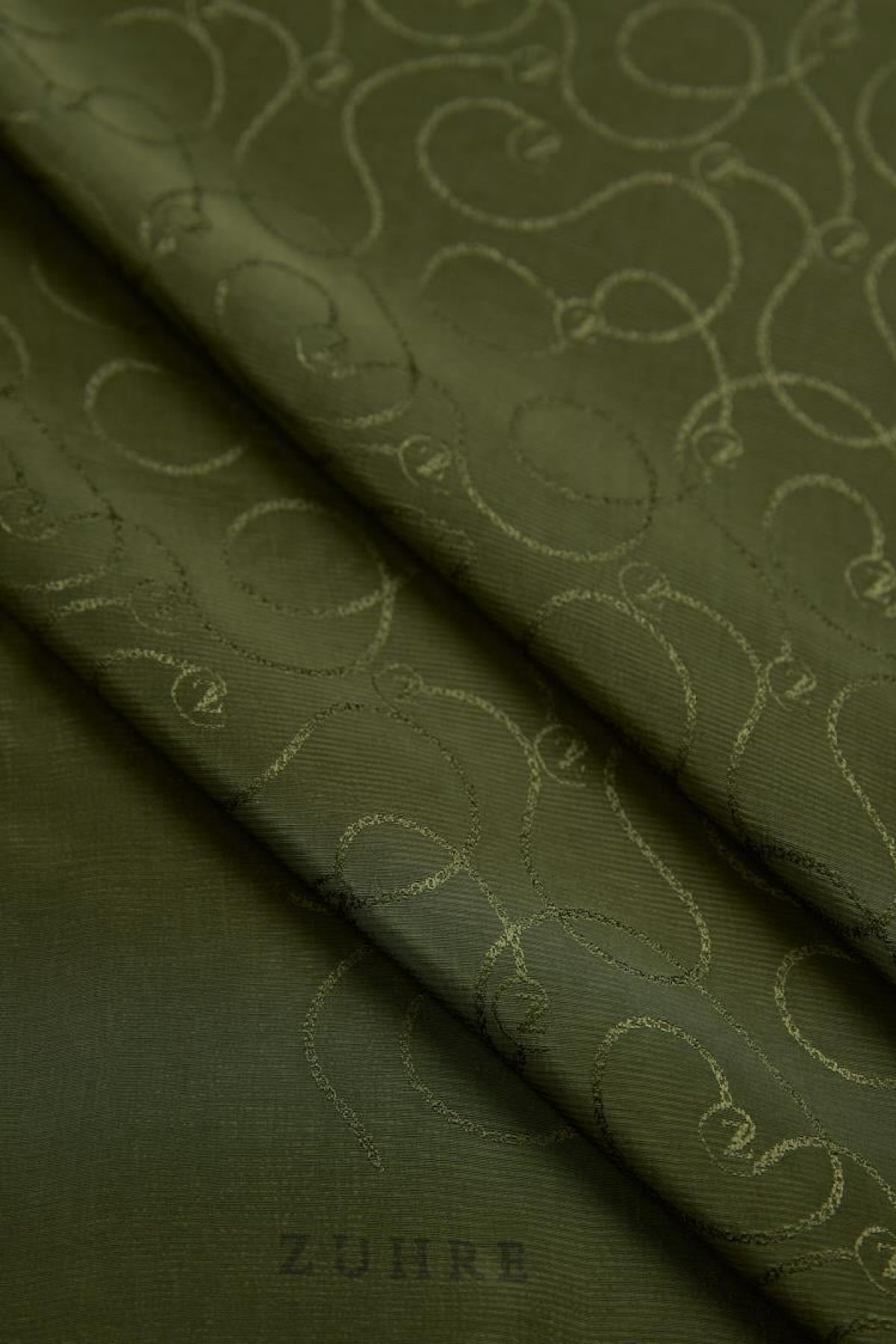 Zühre Flamlı  Zincir Z Monogram Haki Eşarp 0084