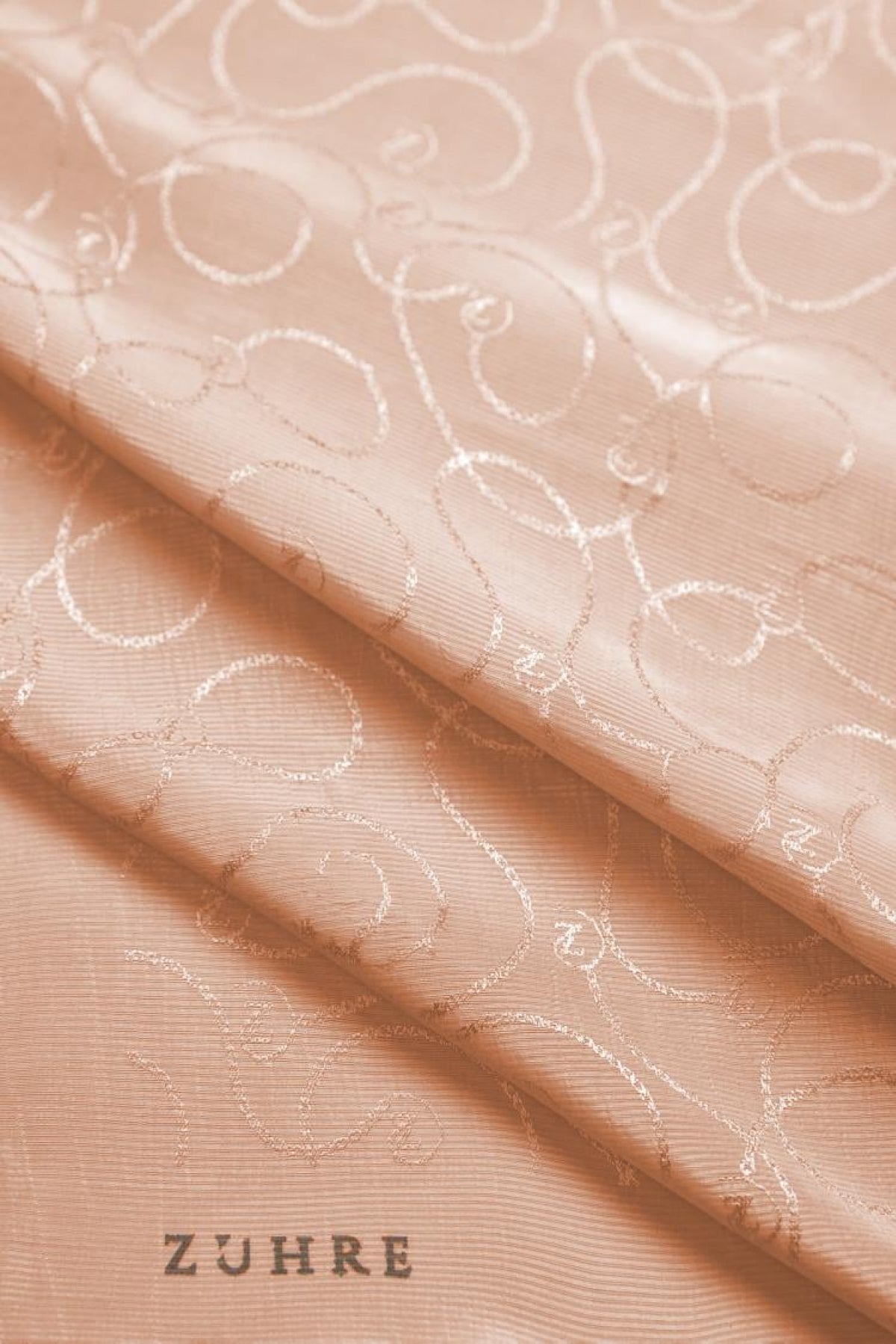 Zühre Flamlı  Zincir Z Monogram Somon Eşarp 0084