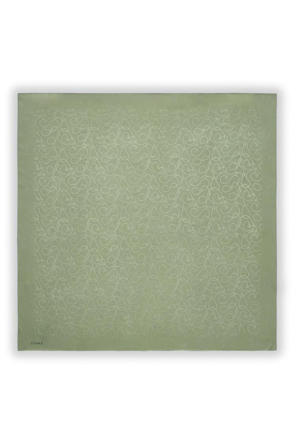 Zühre Flamlı  Zincir Z Monogram Olive Eşarp 0084