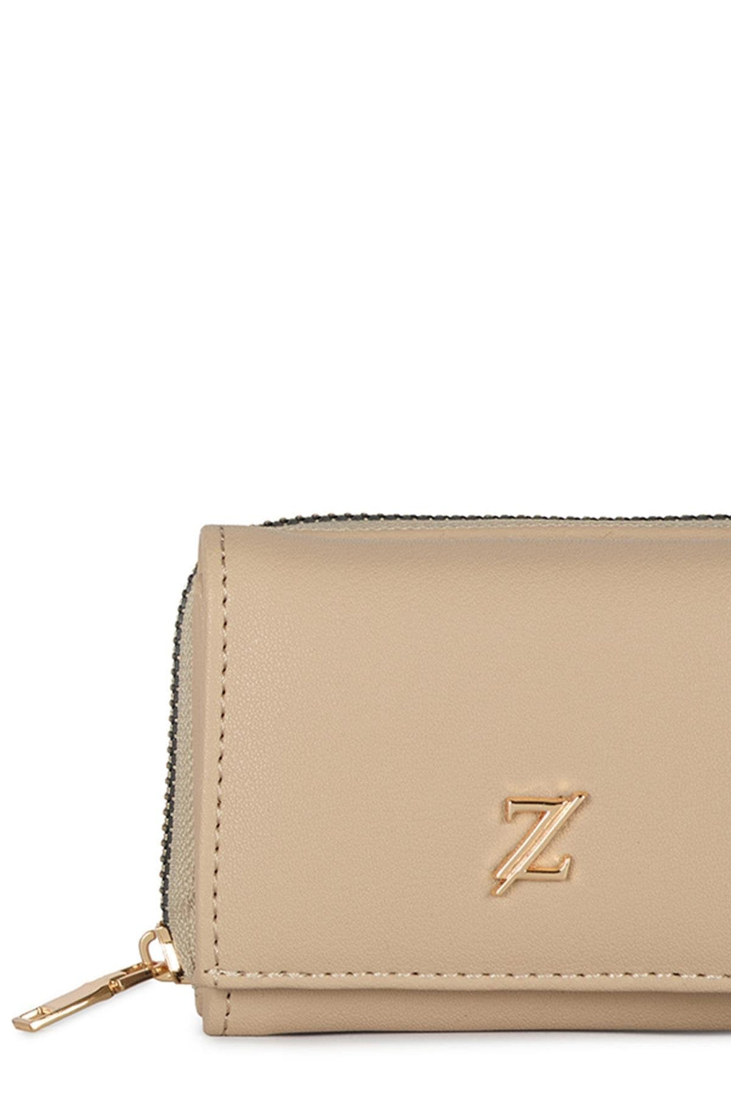 Çıtçıt Ve Fermuar Detaylı Mini K.bej Cüzdan 026
