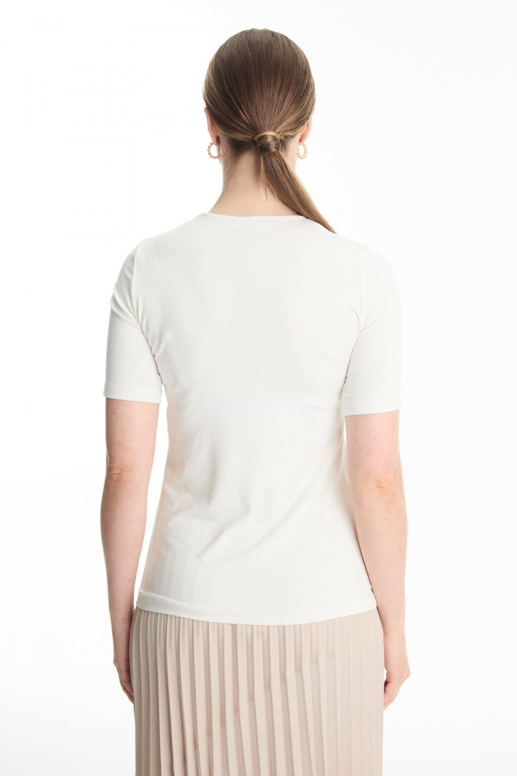 Bisiklet Yaka Basic T-shirt Ekru Tunik 0011