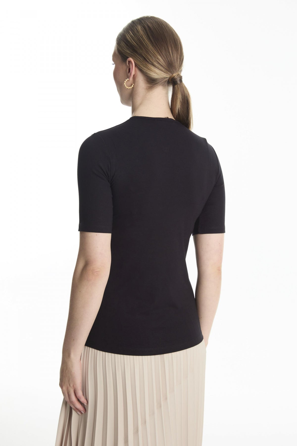 Bisiklet Yaka Basic T-shirt Siyah Tunik 0011
