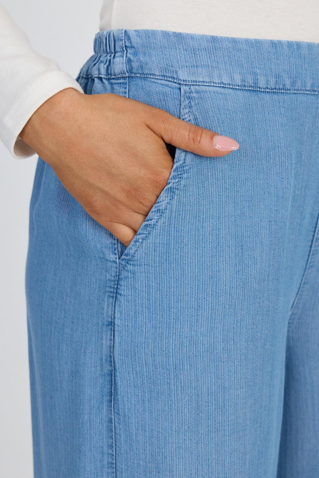 Denim Geniş Paça Mavi Pantolon 0013