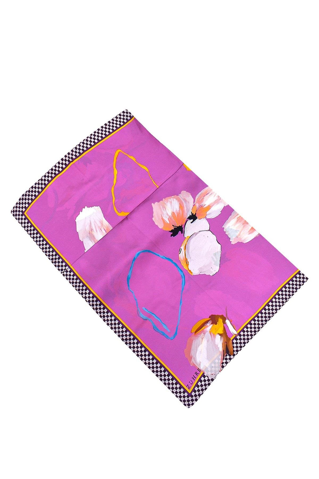 Çiçek Desenli Ipek Saten V9 Eşarp 0076