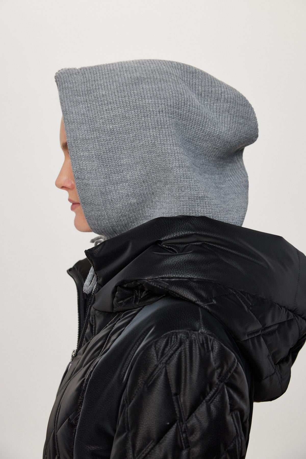 Balaclava Triko Başlık Gri Şapka 0004