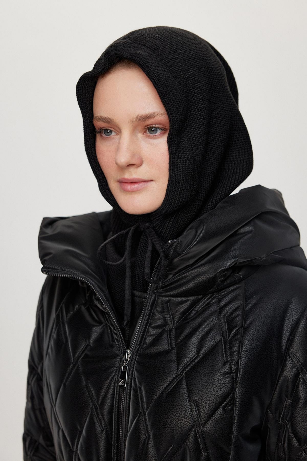 Balaclava Triko Başlık Siyah Şapka 0004