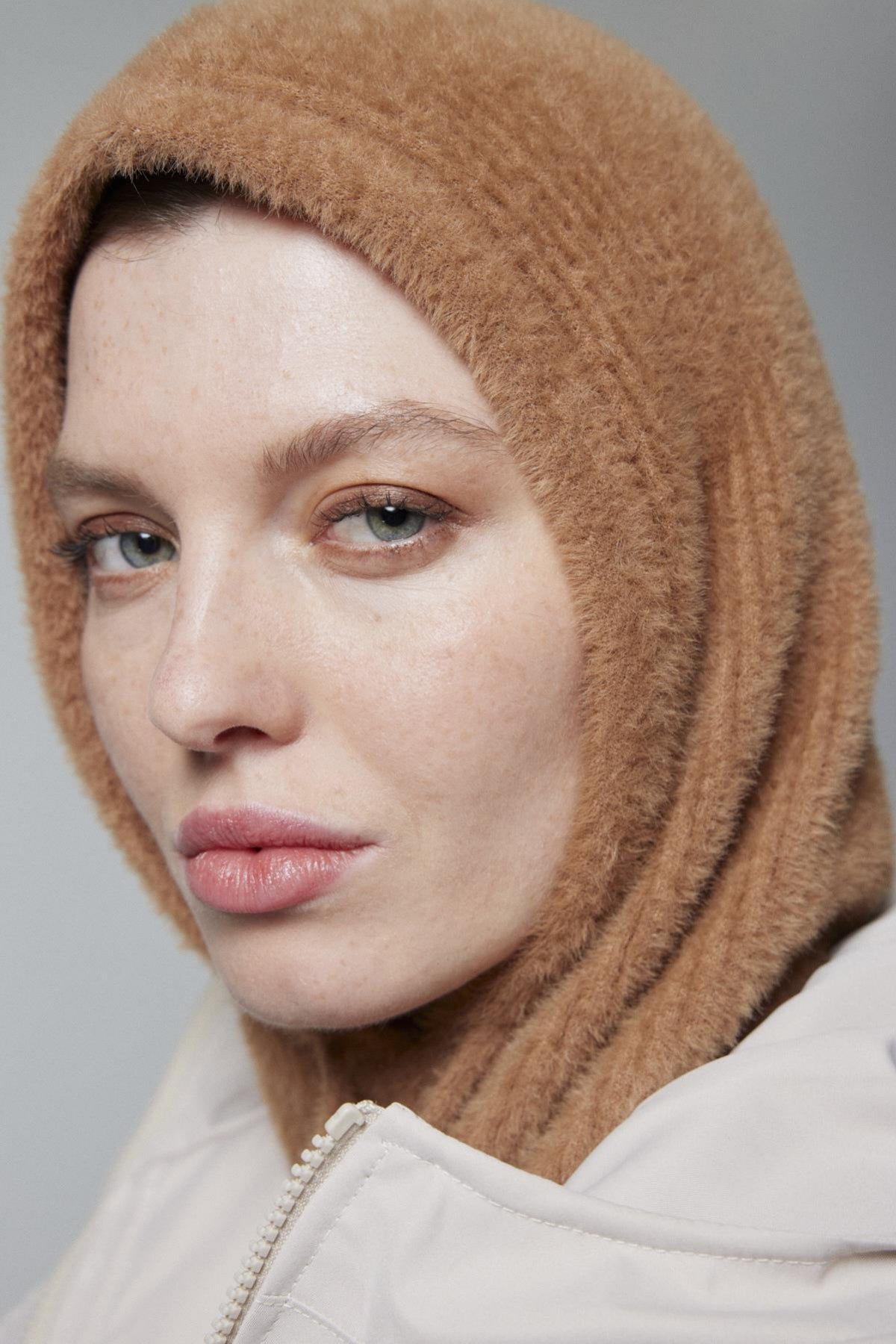 Balaklava Triko Başlık Camel Şapka 0005