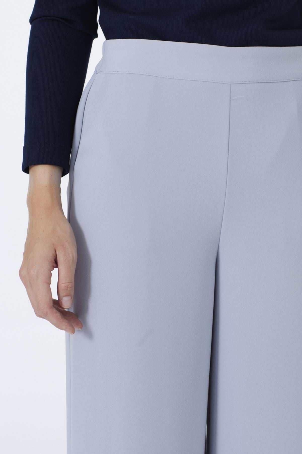 Bol Paça Kumaş Gri Pantolon 0013
