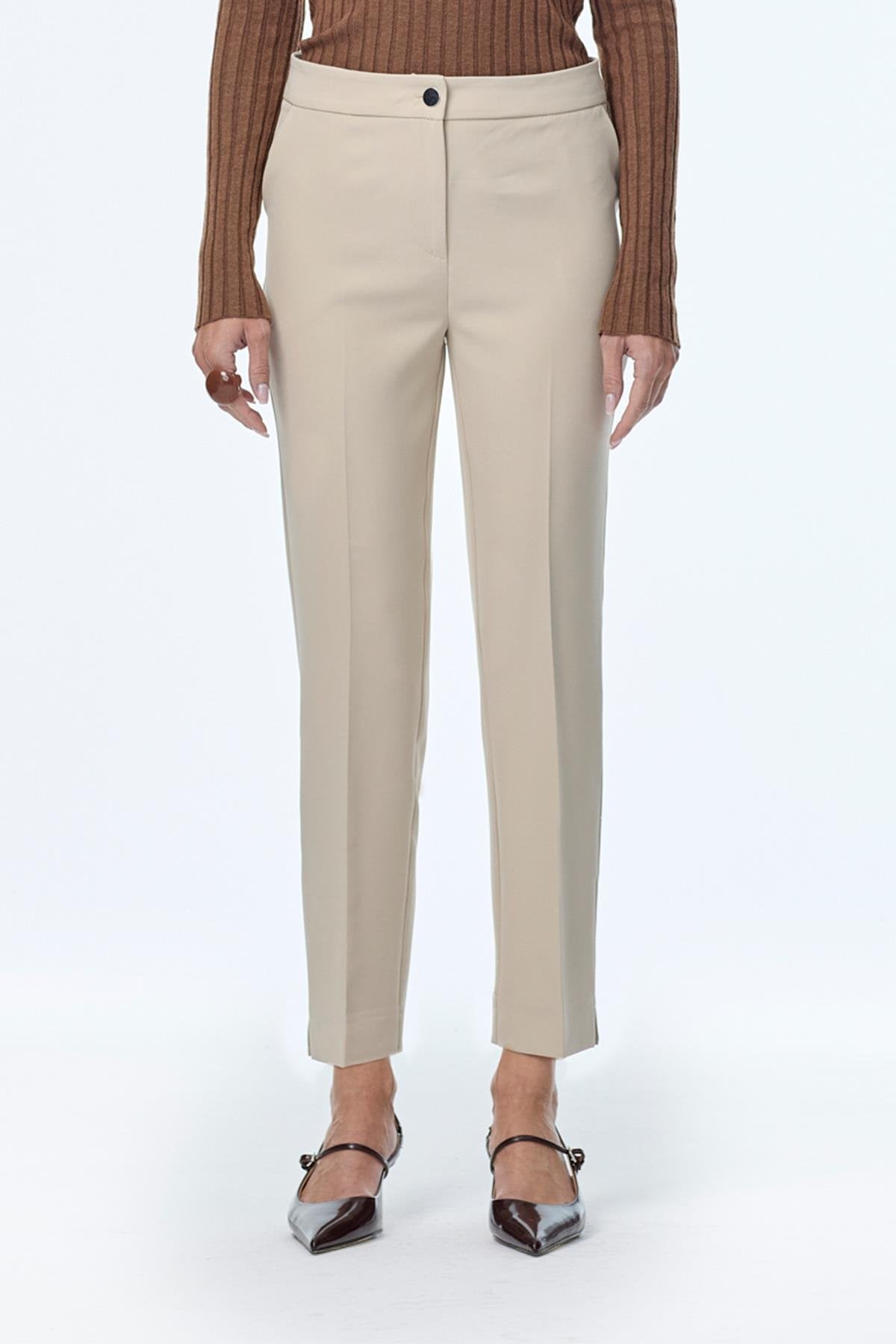 Dar Paça Kumaş Pantolon Vizon Pantolon 0024