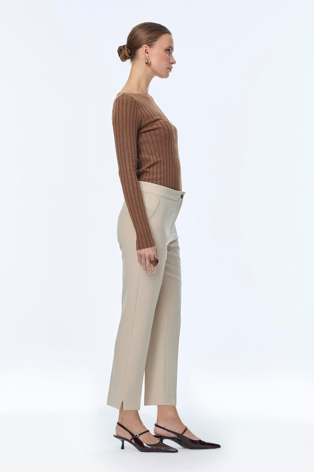 Dar Paça Kumaş Pantolon Vizon Pantolon 0024