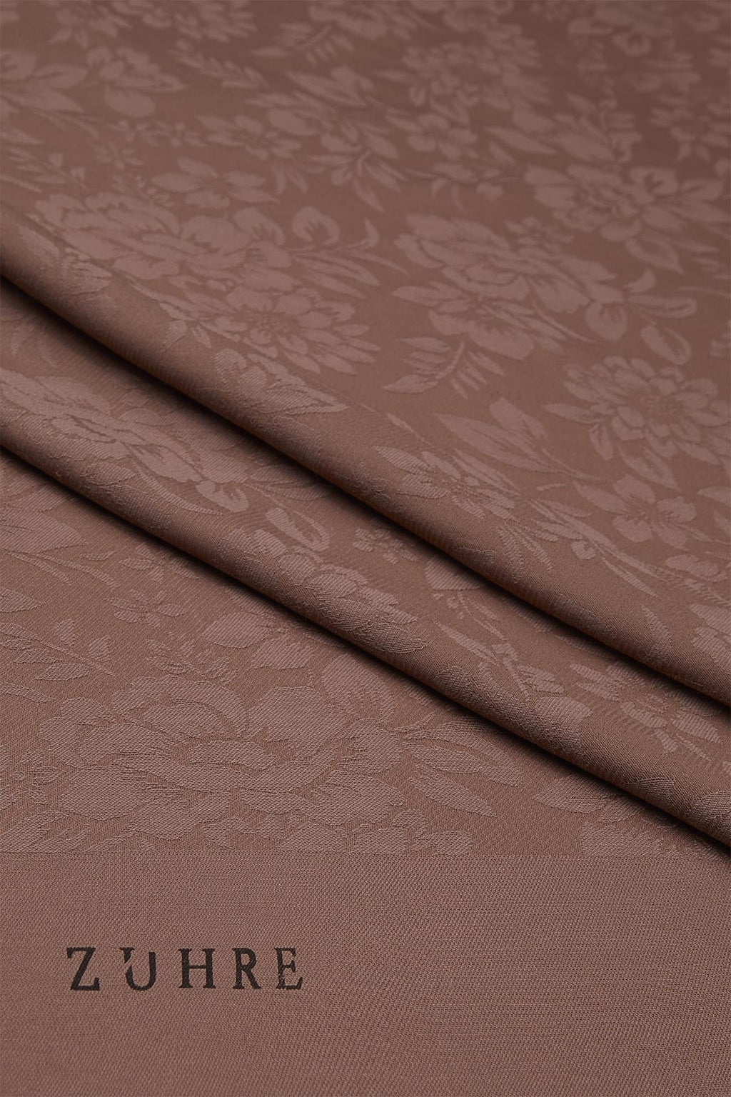 Çiçek Desenli Floş Mocha Şal 0025