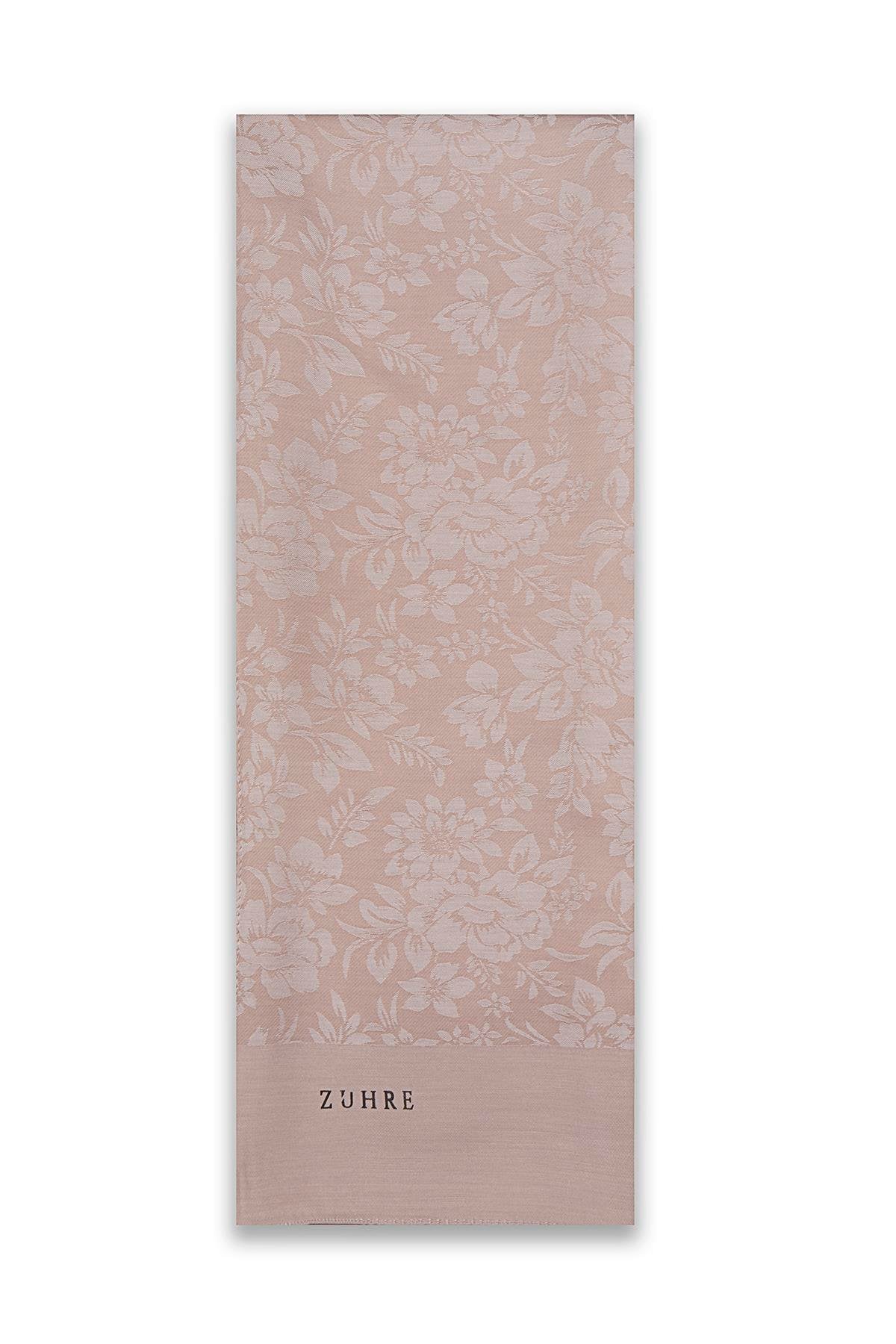 Çiçek Desenli Floş Bej Şal 0025