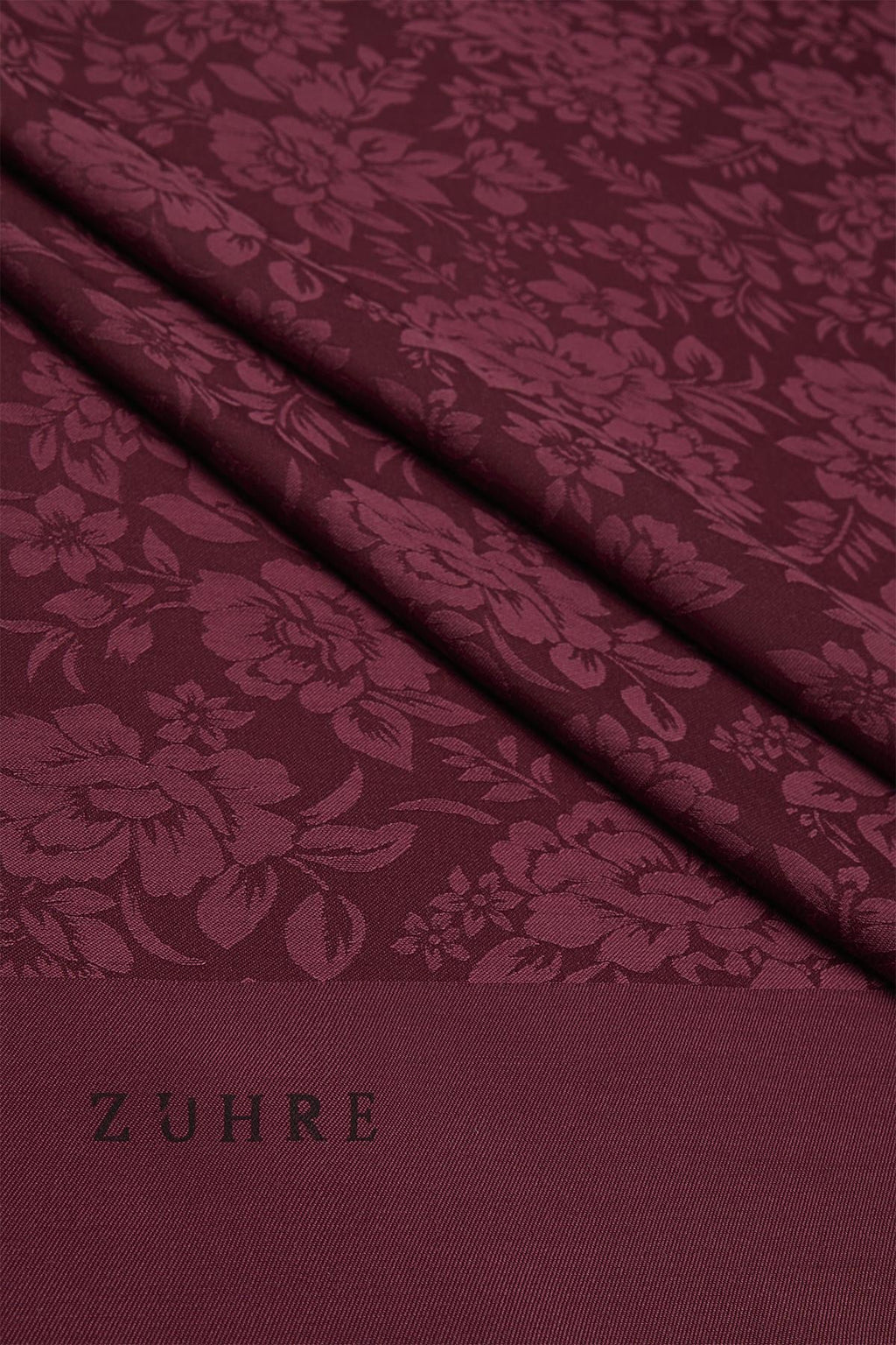 Çiçek Desenli Floş Bordo Şal 0025