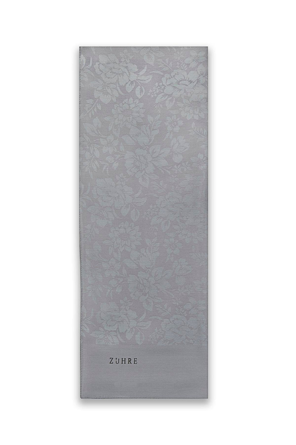 Çiçek Desenli Floş Gri Şal 0025