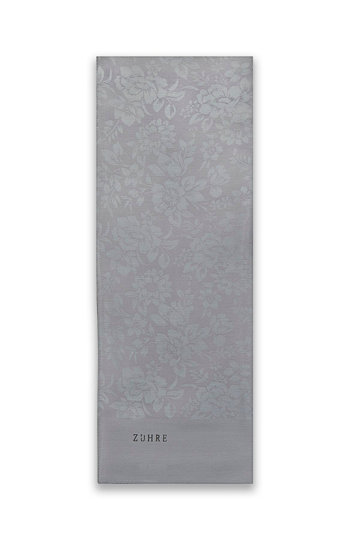 Çiçek Desenli Floş Gri Şal 0025