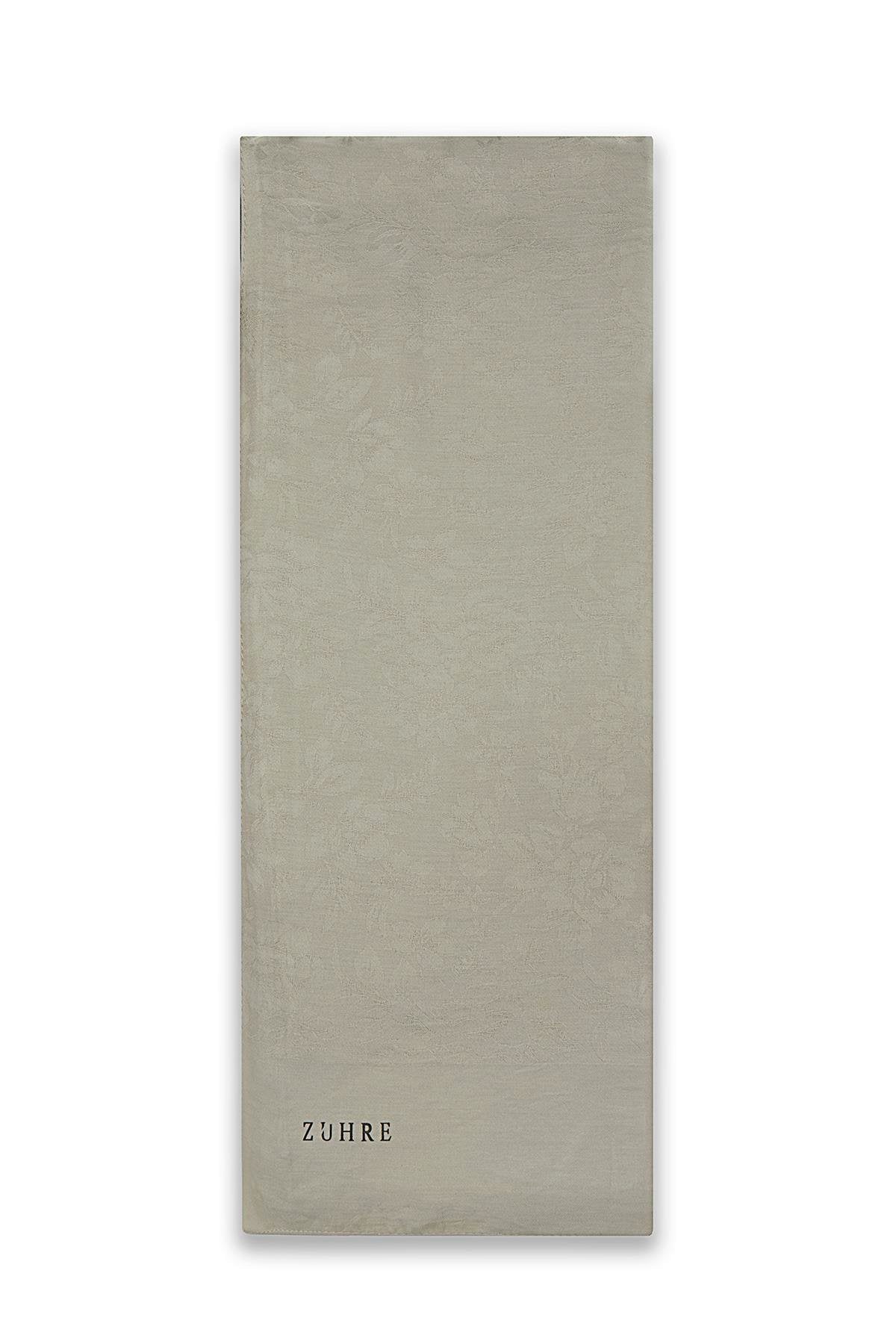 Çiçek Desenli Floş Küf Yeşili Şal 0025