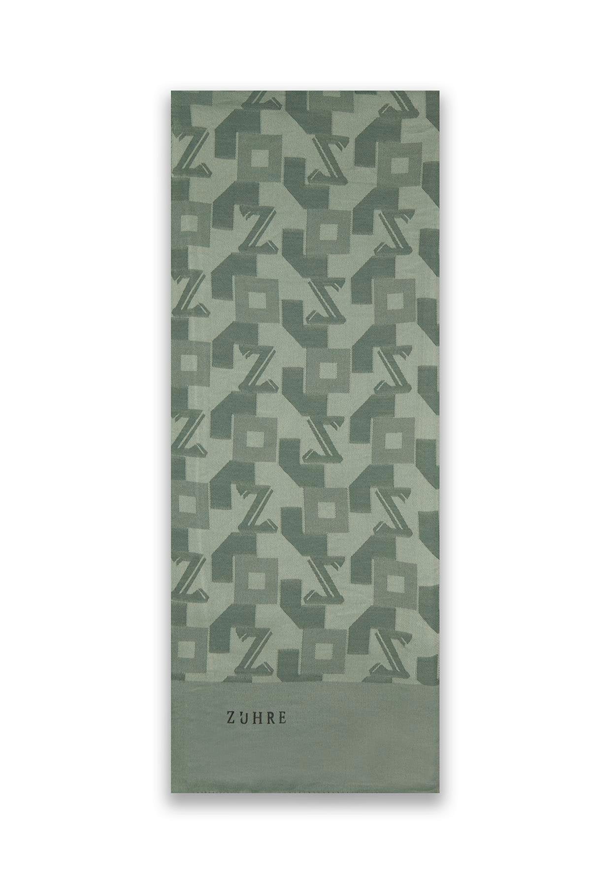 Geometrik Desenli Haki Şal 0034