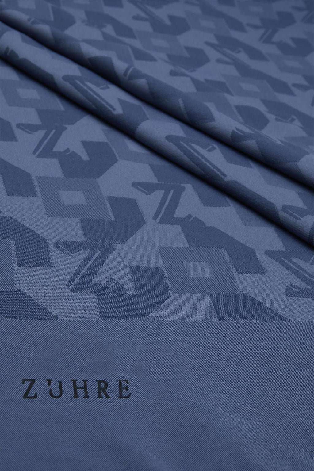 Geometrik Desenli Indigo Şal 0034