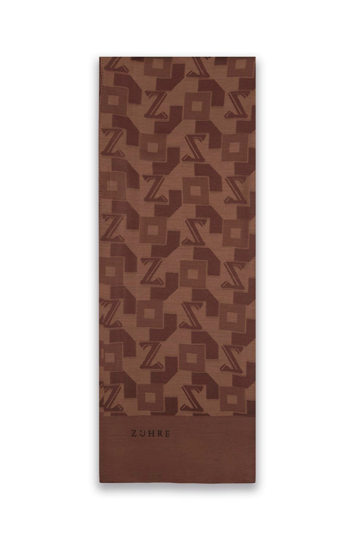 Geometrik Desenli Kahve Şal 0034