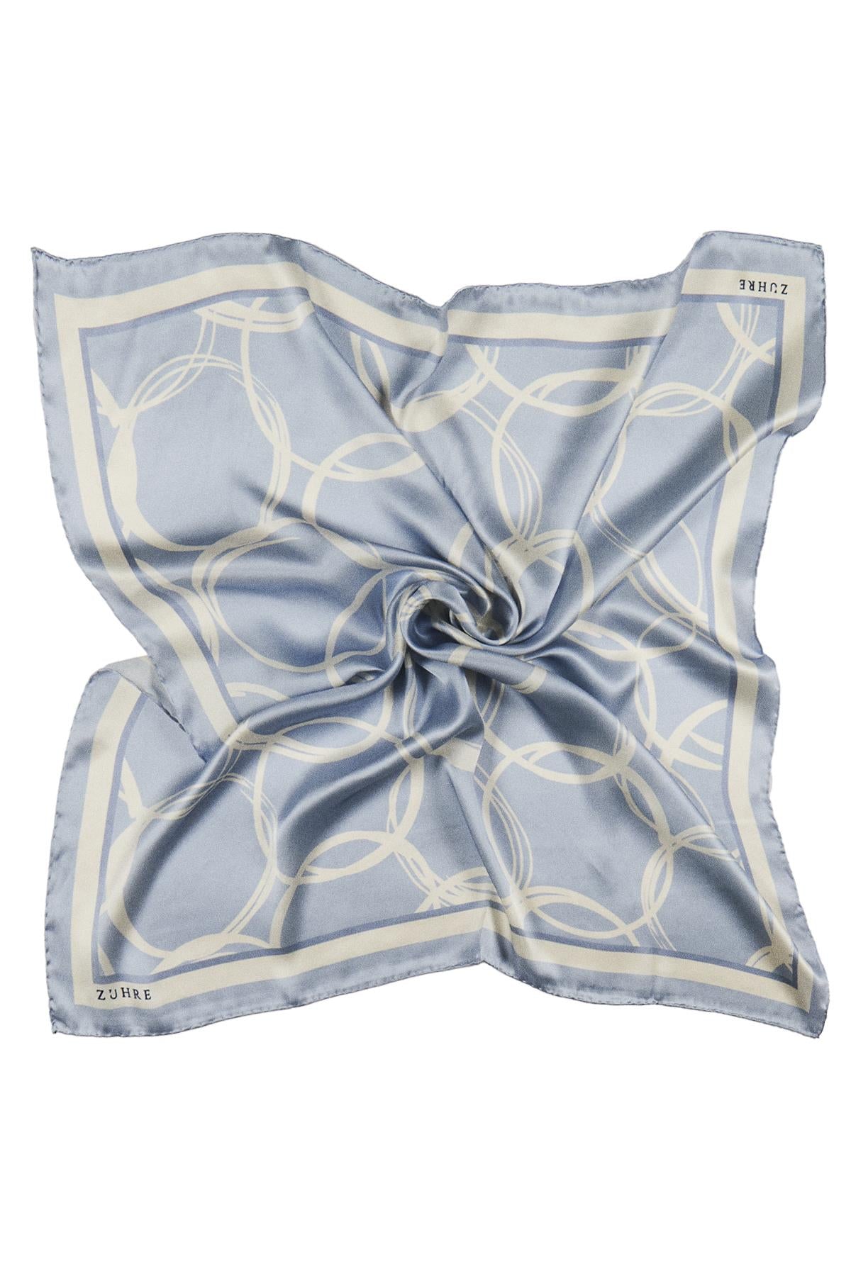 Halka Desenli Twill Ipek V8 Eşarp 0091