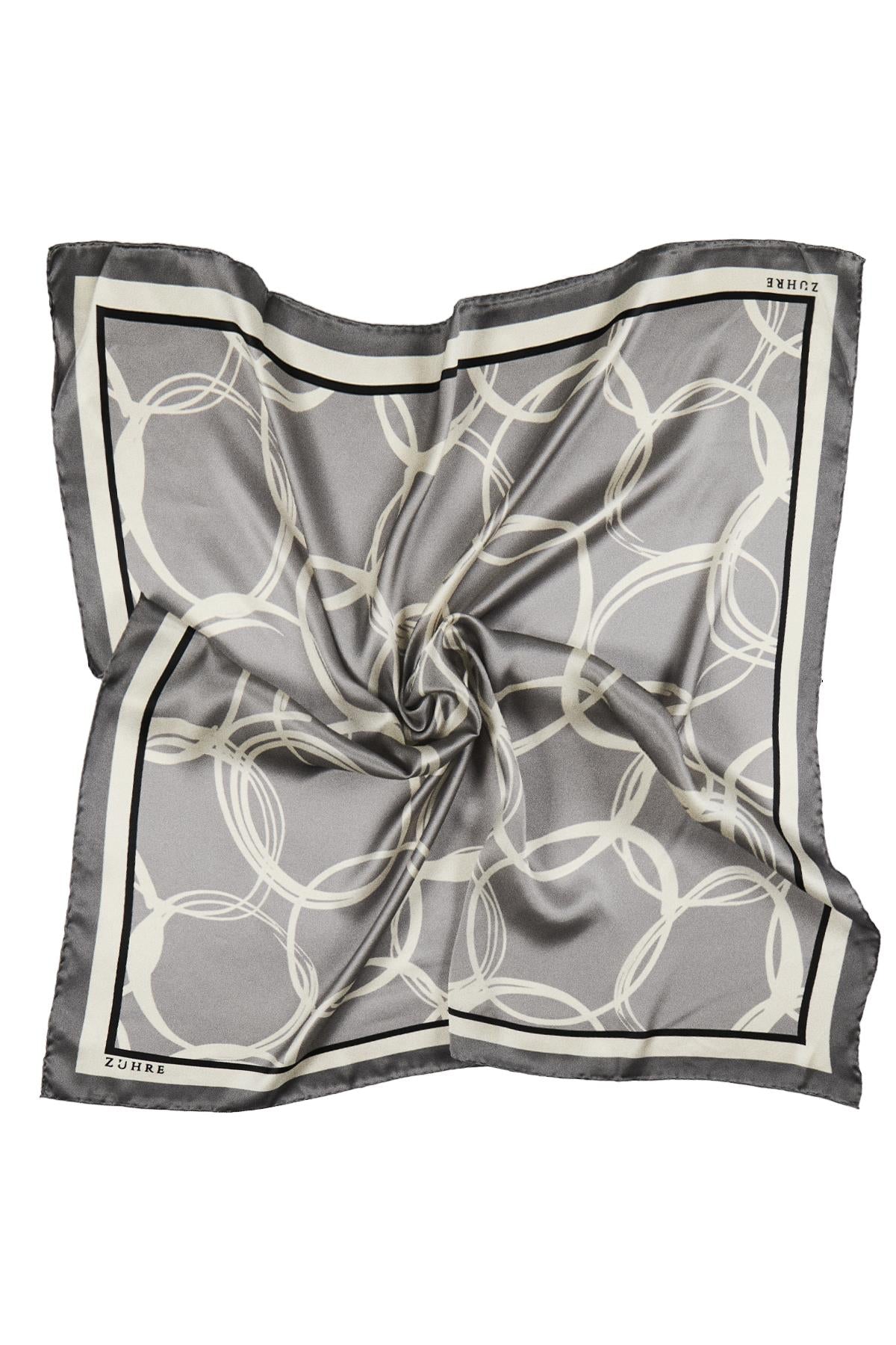 Halka Desenli Twill Ipek V12 Eşarp 0091