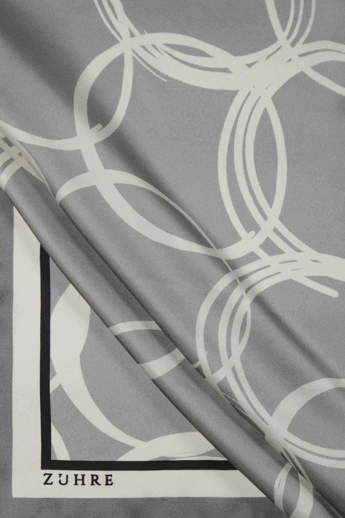 Halka Desenli Twill Ipek V12 Eşarp 0091