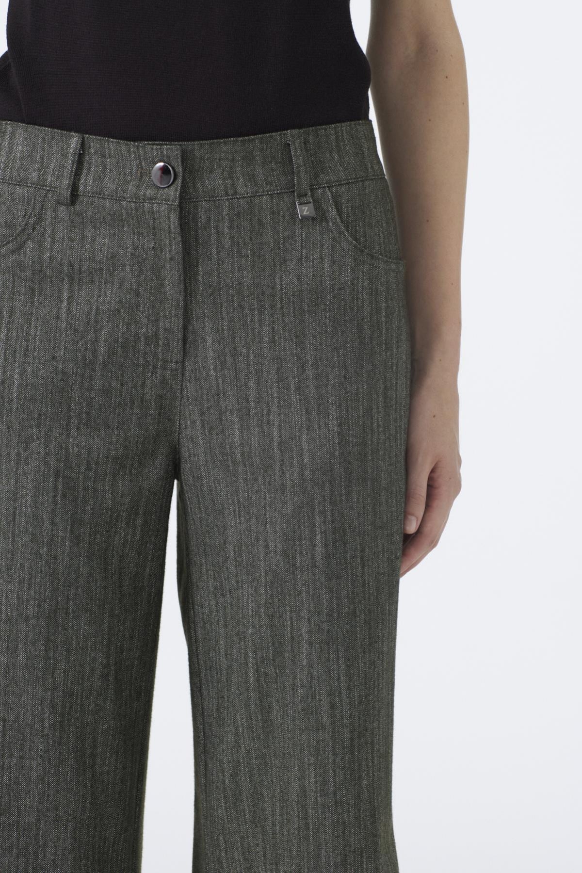 Beli Lastikli Geniş Paça Haki Pantolon 0136