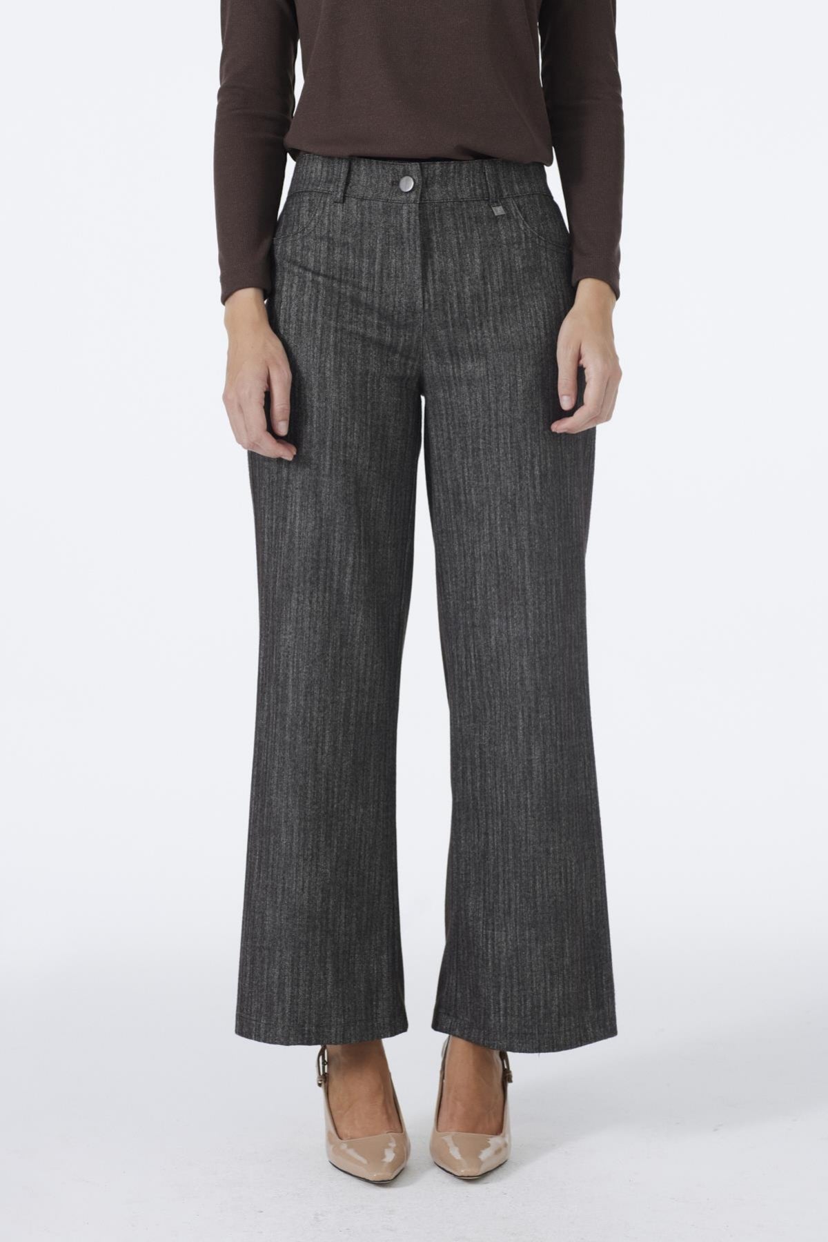 Beli Lastikli Geniş Paça Kahve Pantolon 0136
