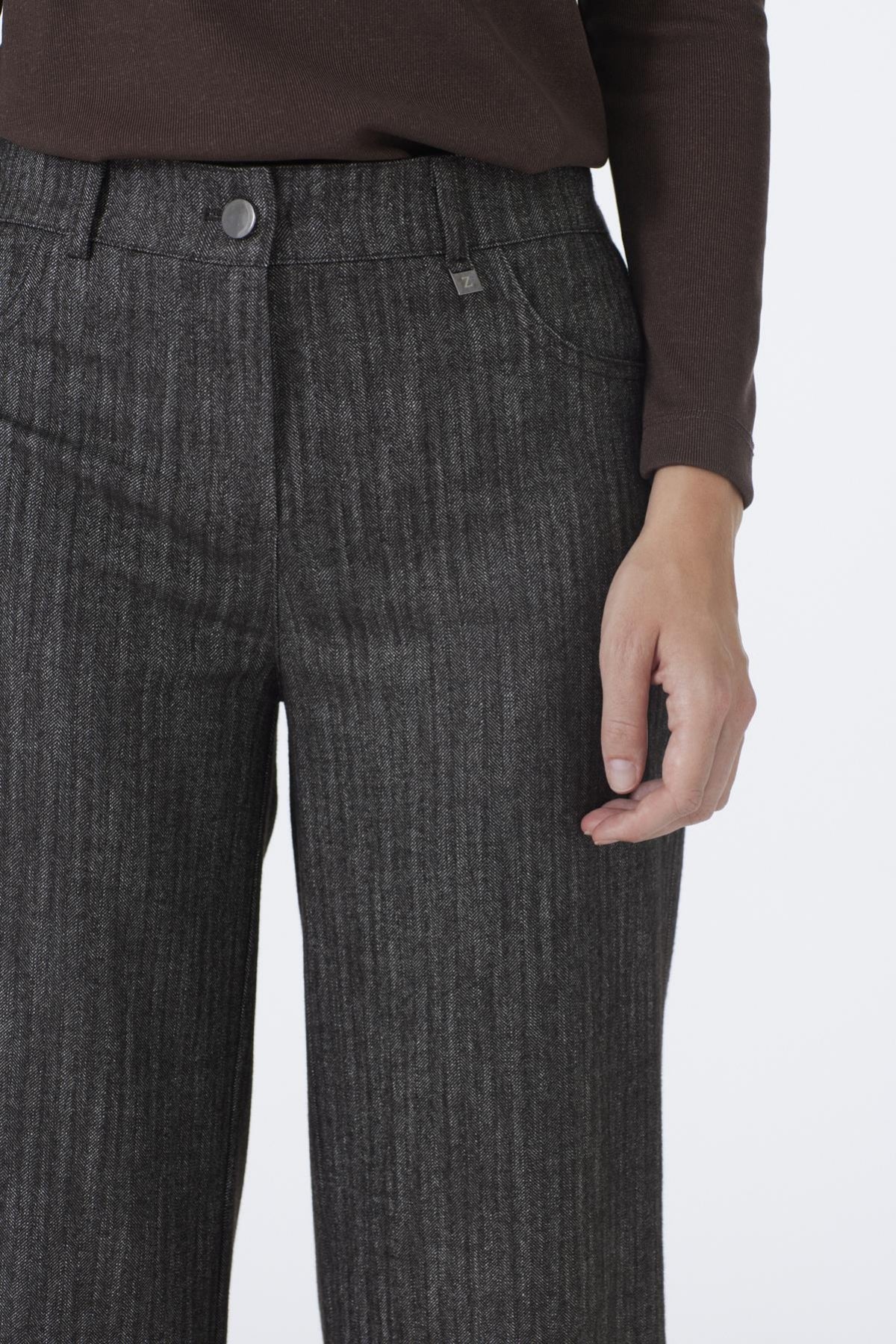 Beli Lastikli Geniş Paça Kahve Pantolon 0136