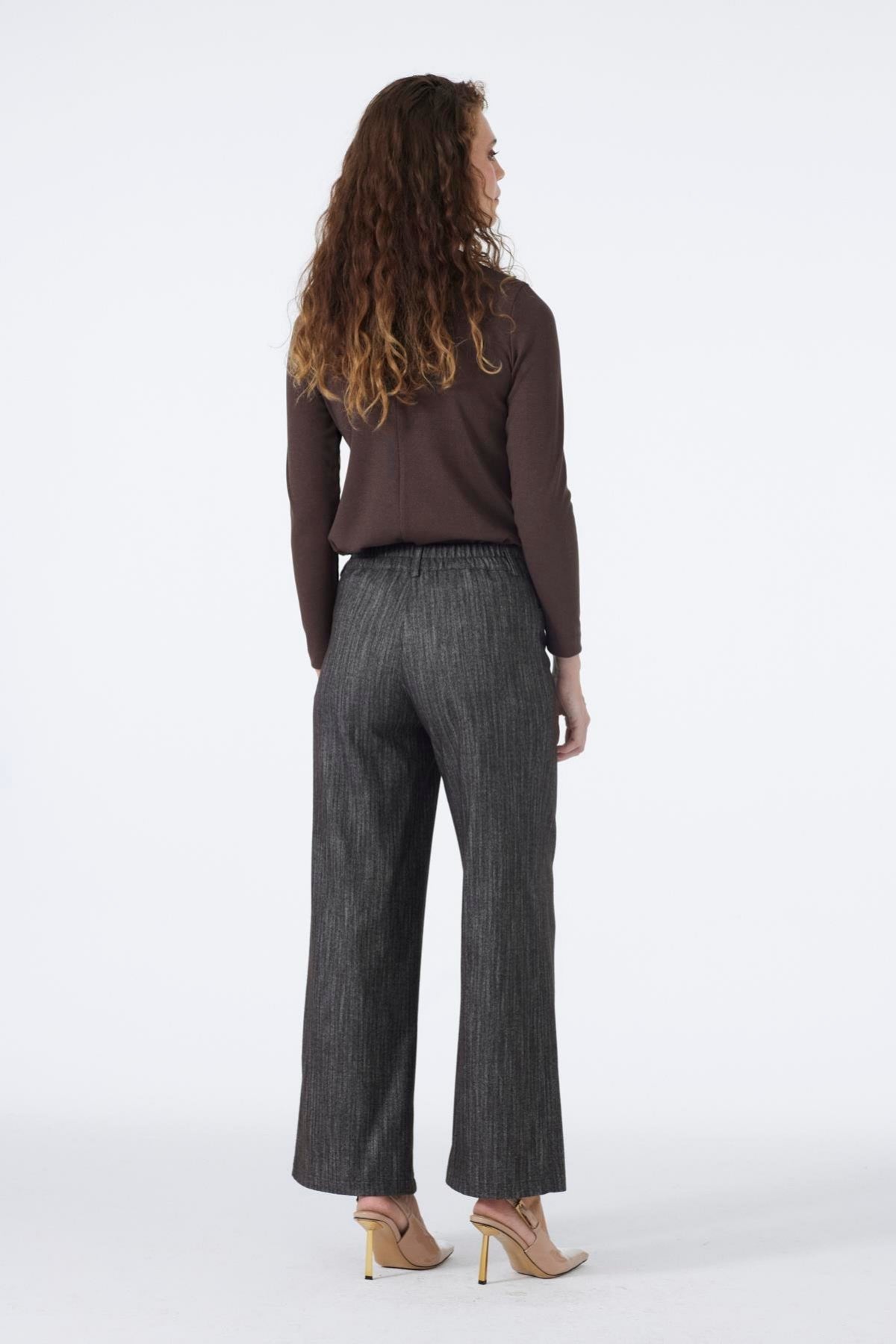 Beli Lastikli Geniş Paça Kahve Pantolon 0136
