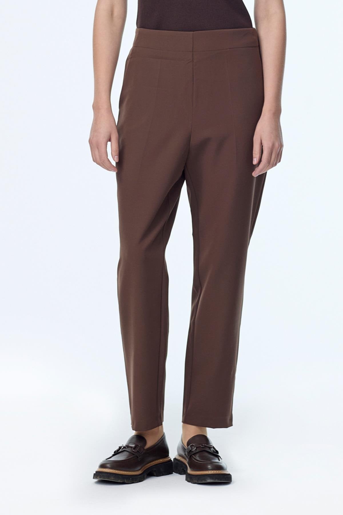 Beli Lastikli Sigaret Kahve Pantolon 0199