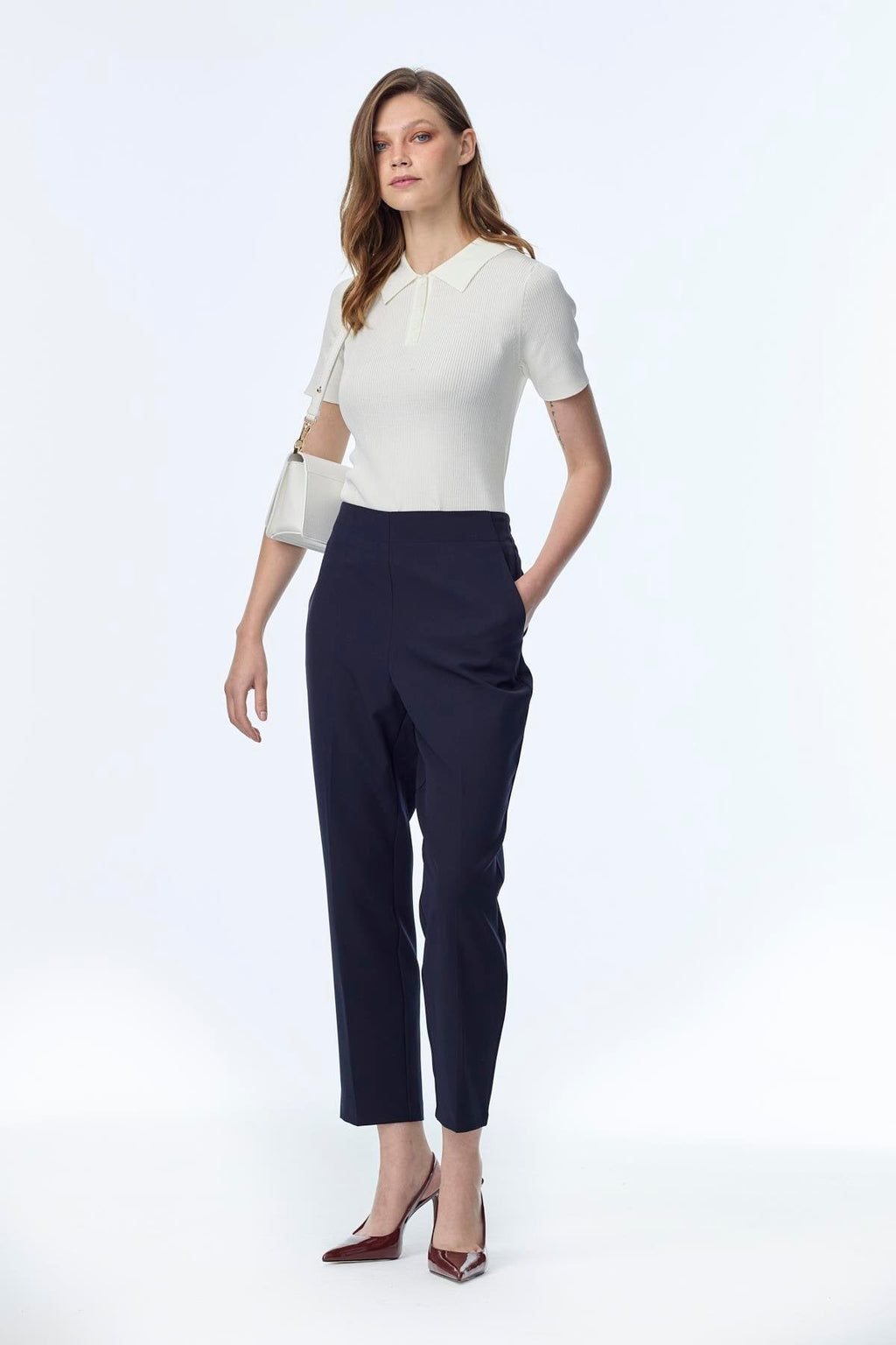 Beli Lastikli Sigaret Lacivert Pantolon 0199