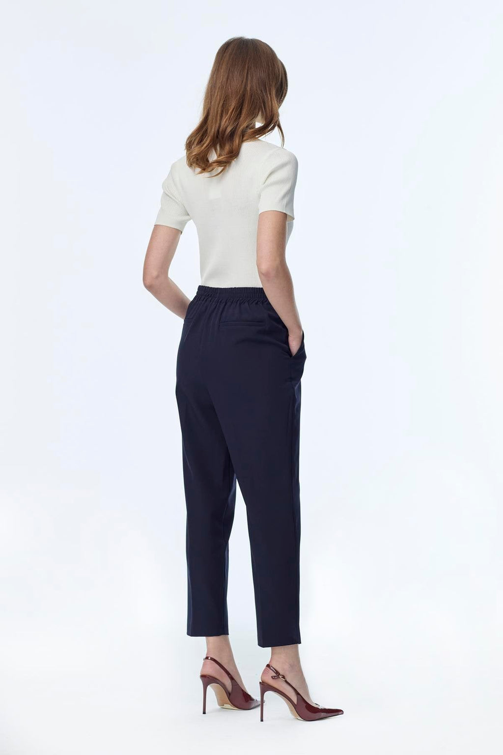 Beli Lastikli Sigaret Lacivert Pantolon 0199