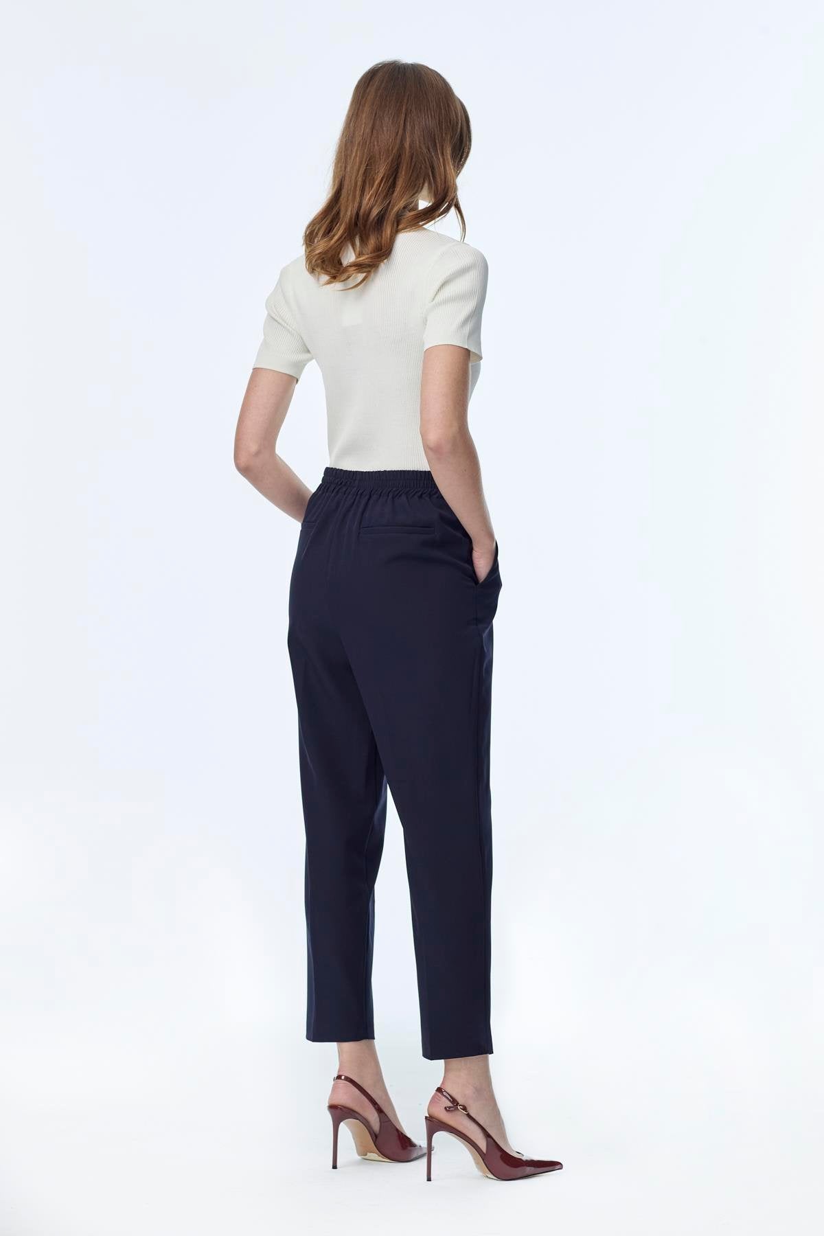 Beli Lastikli Sigaret Lacivert Pantolon 0199