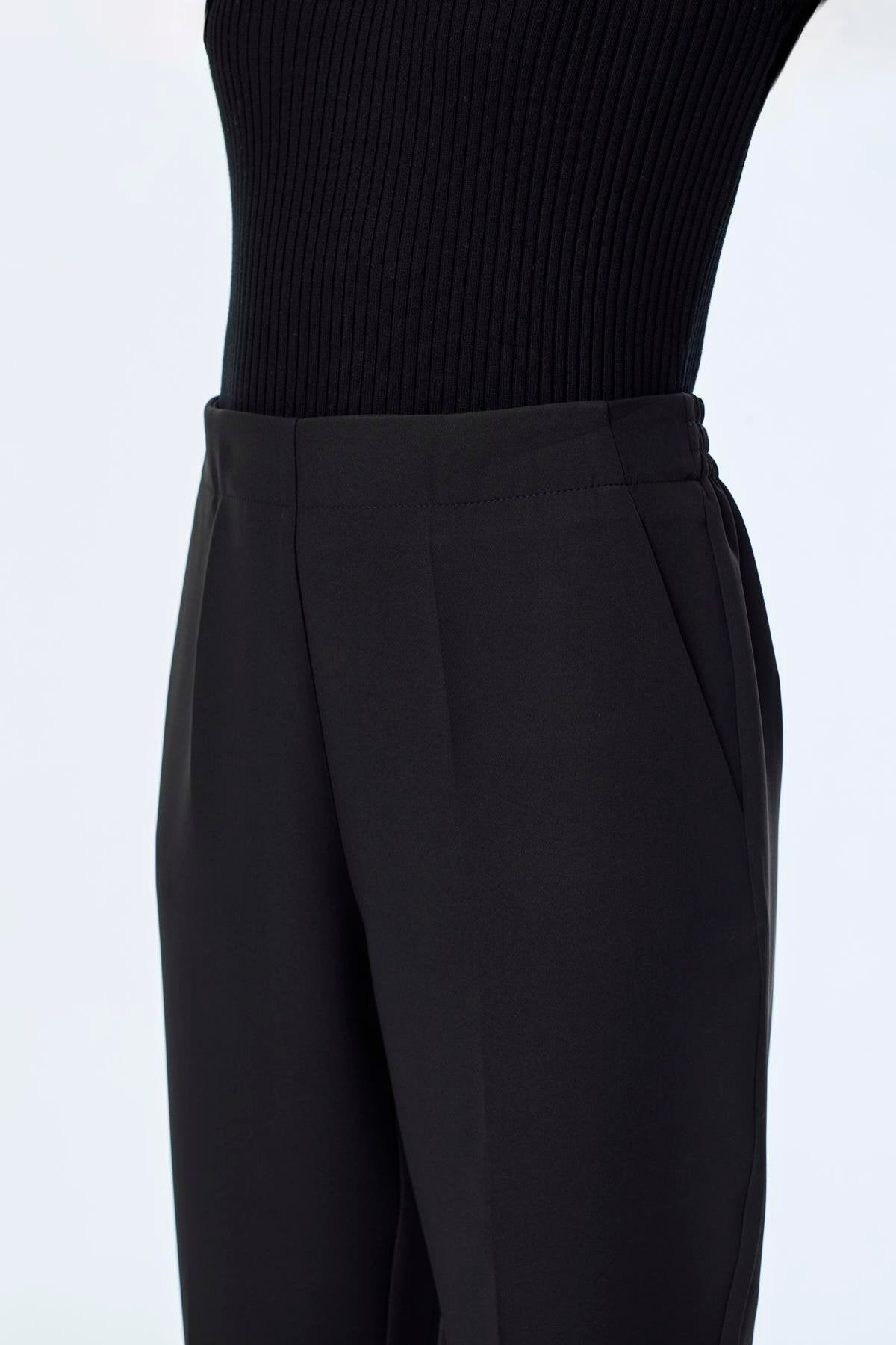 Beli Lastikli Sigaret Siyah Pantolon 0199