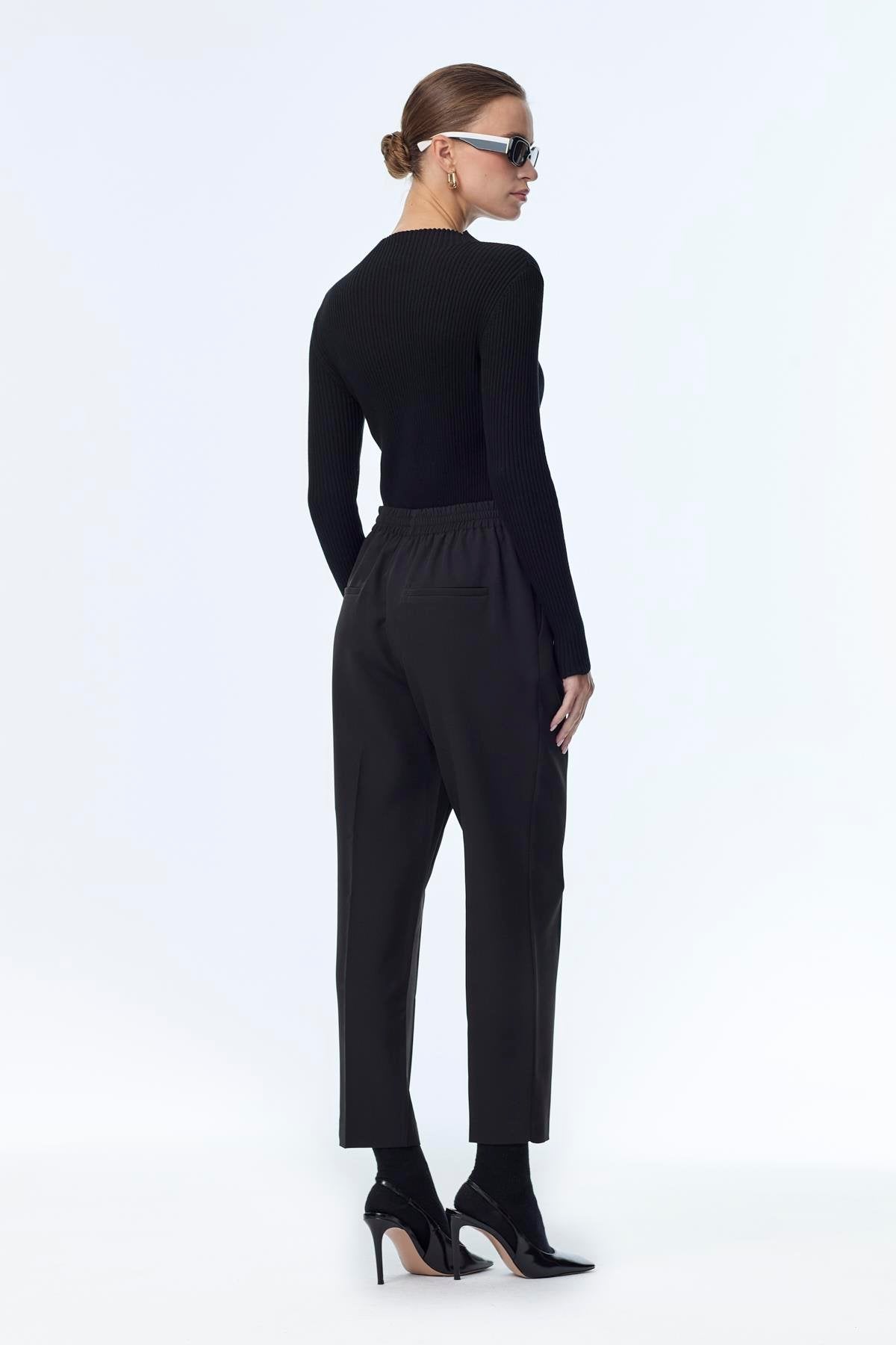 Beli Lastikli Sigaret Siyah Pantolon 0199