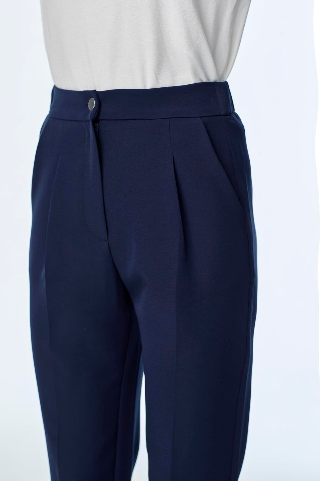 Yüksek Bel Kumaş Lacivert Pantolon 0200