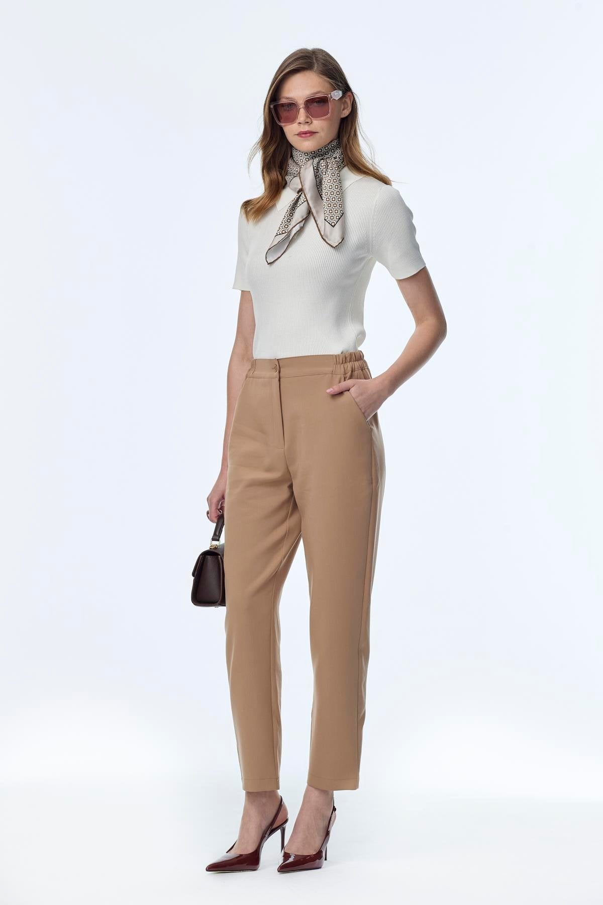 Beli Lastikli Camel Pantolon 0259