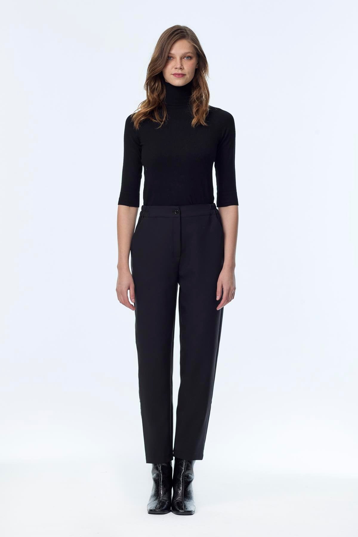 Beli Lastikli Siyah Pantolon 0259