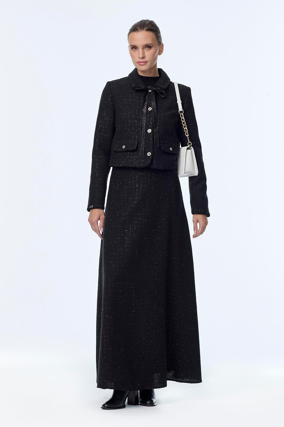 Tweed Desenli Ikili Siyah Takım 1373