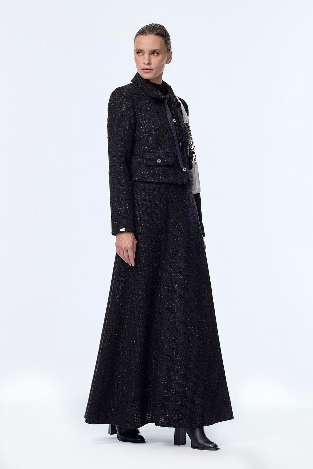Tweed Desenli Ikili Siyah Takım 1373