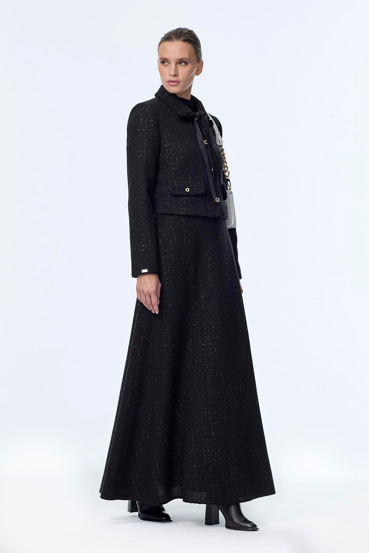 Tweed Desenli Ikili Siyah Takım 1373
